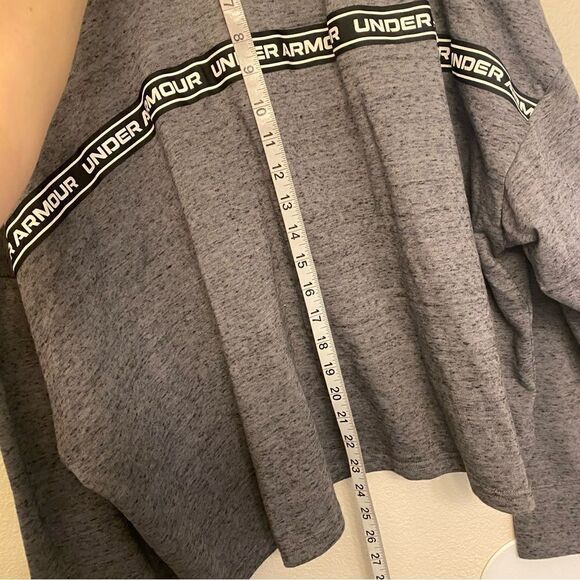 UA Under Armour Rival Terry Crop loose Hoodie plus size mid weight gray 3XL - Picture 7 of 11